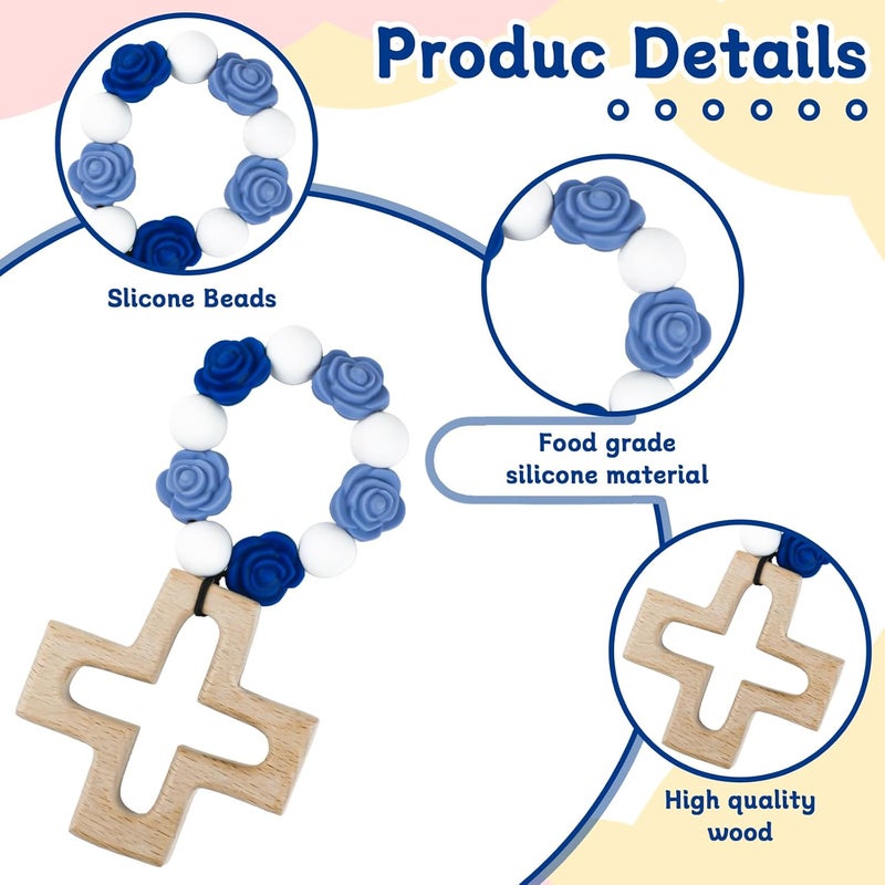 Sumalon Cross Baptism Silicone Rosary, First Communion Rosary Collection Shower Christian Communion Gifts - Image 3
